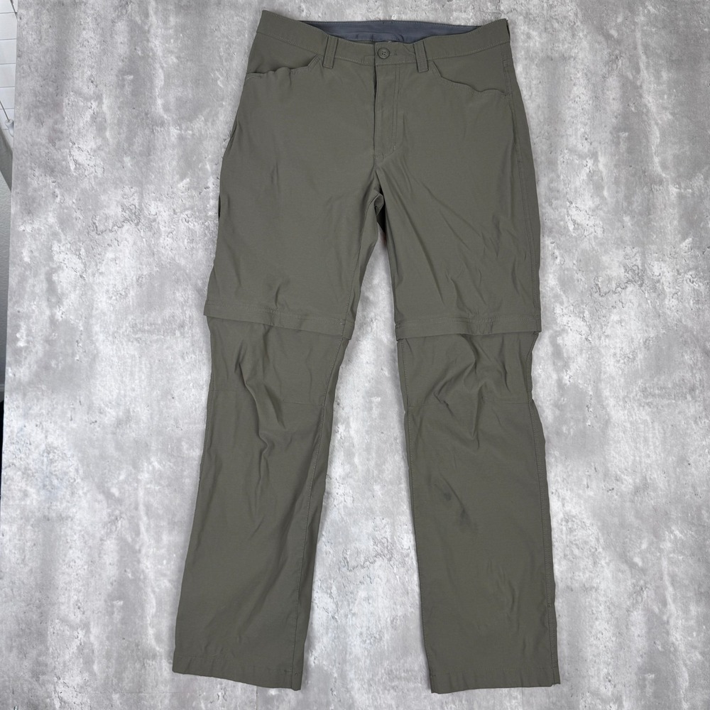 Eddie Bauer Hiking Pants Mens 34x32 Green Convertible Granola Climbing Tech